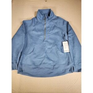 Lululemon Scuba Oversized Funnel Neck Half Zip Sweater Women's Size XL Blue